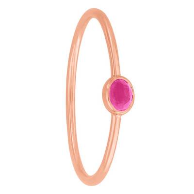 Idylle Rose Gold-Plated Fuchsia Agate Ring - Size 50 or 52 - Senzou