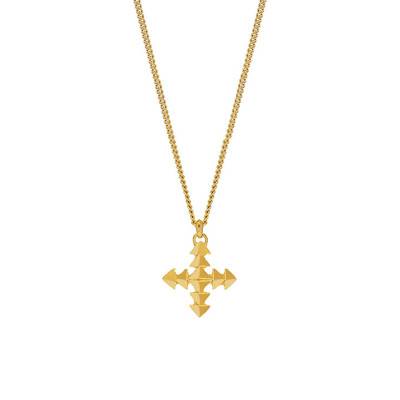 Gold Chain and Square Cross Necklace, 50 cm Length - Northskull