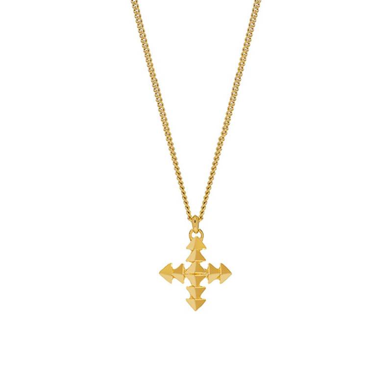 Gold Chain and Square Cross Necklace, 50 cm Length - Northskull