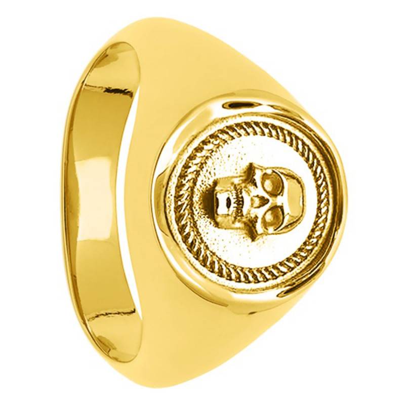 925 Silver Gold-Plated Skull Seal Ring - Size 56 - Northskull