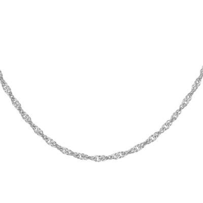 Chaîne Maille Gourmette Torsadée en Platine, Largeur 1 mm, Longueur 46 cm - Manillon