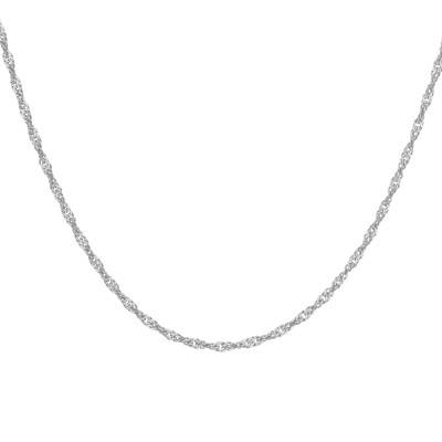 Chaîne Maille Gourmette Torsadée en Platine, Largeur 1 mm, Longueur 46 cm - Manillon