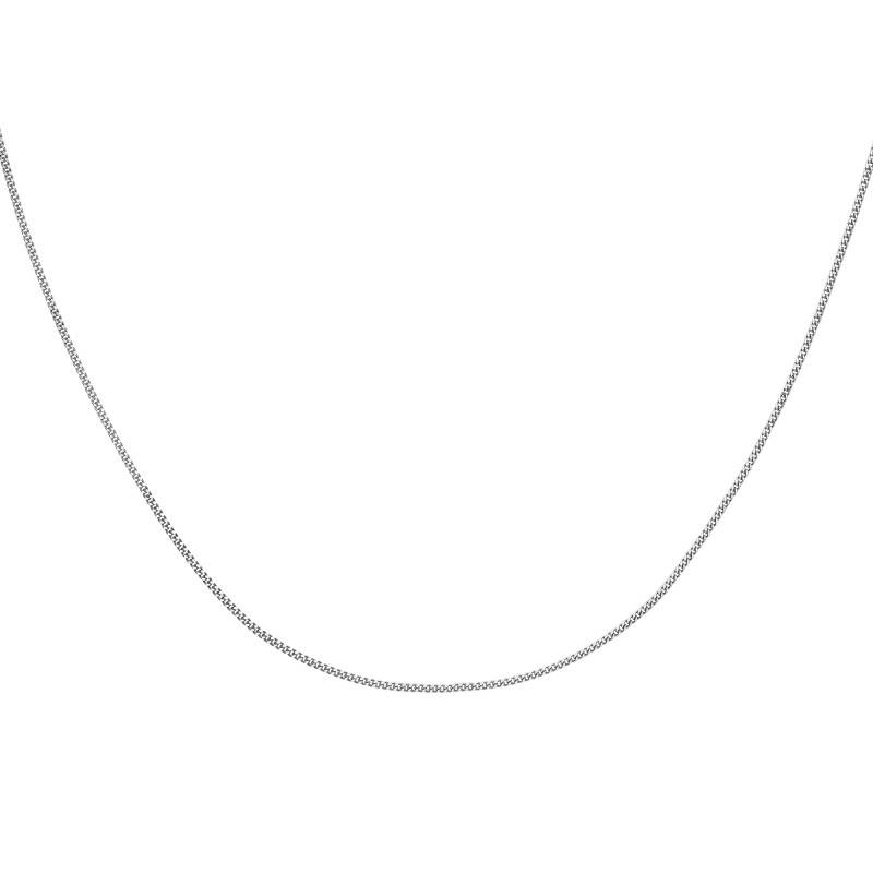 Flat Platinum Curb Chain, 41 cm or 46 cm Length, 0.8 mm Width - Manillon