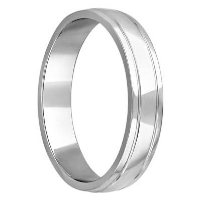 Alliance Ruban Standard Double Rainures en Platine 950, Largeur 4,5 mm - Ponce