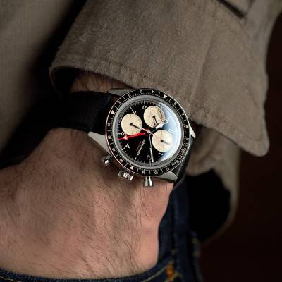 Montre 1956 Chronographe GMT Noir & Beige - Echo/Neutra