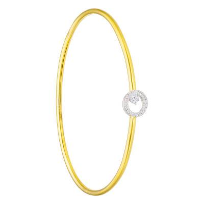 Bracelet Jonc Flexible & Halo de Diamants 0,18ct en Or Jaune 375 - Emanessence