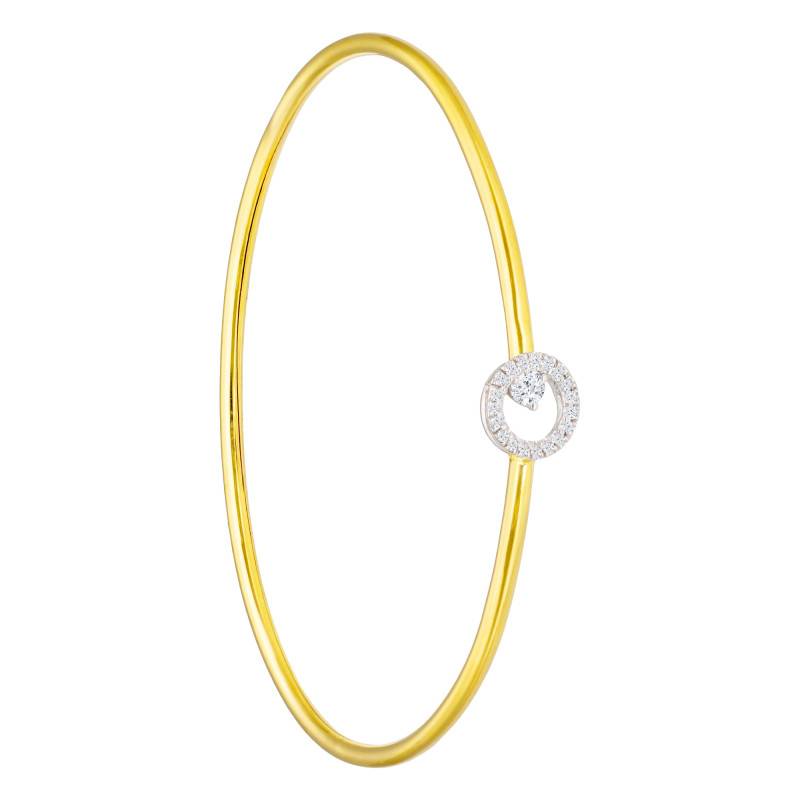 375/1000 Yellow Gold Flexible Bangle & 0.18 ct Diamond Halo - Emanessence