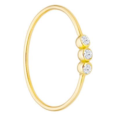 750 Yellow Gold Triple Diamond Ring - Ocarat