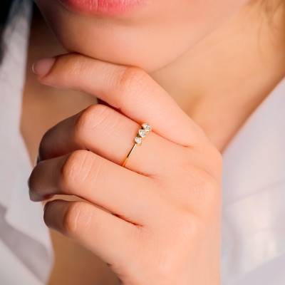 Bague Trinité en Or Jaune 750 & Diamants - Ocarat