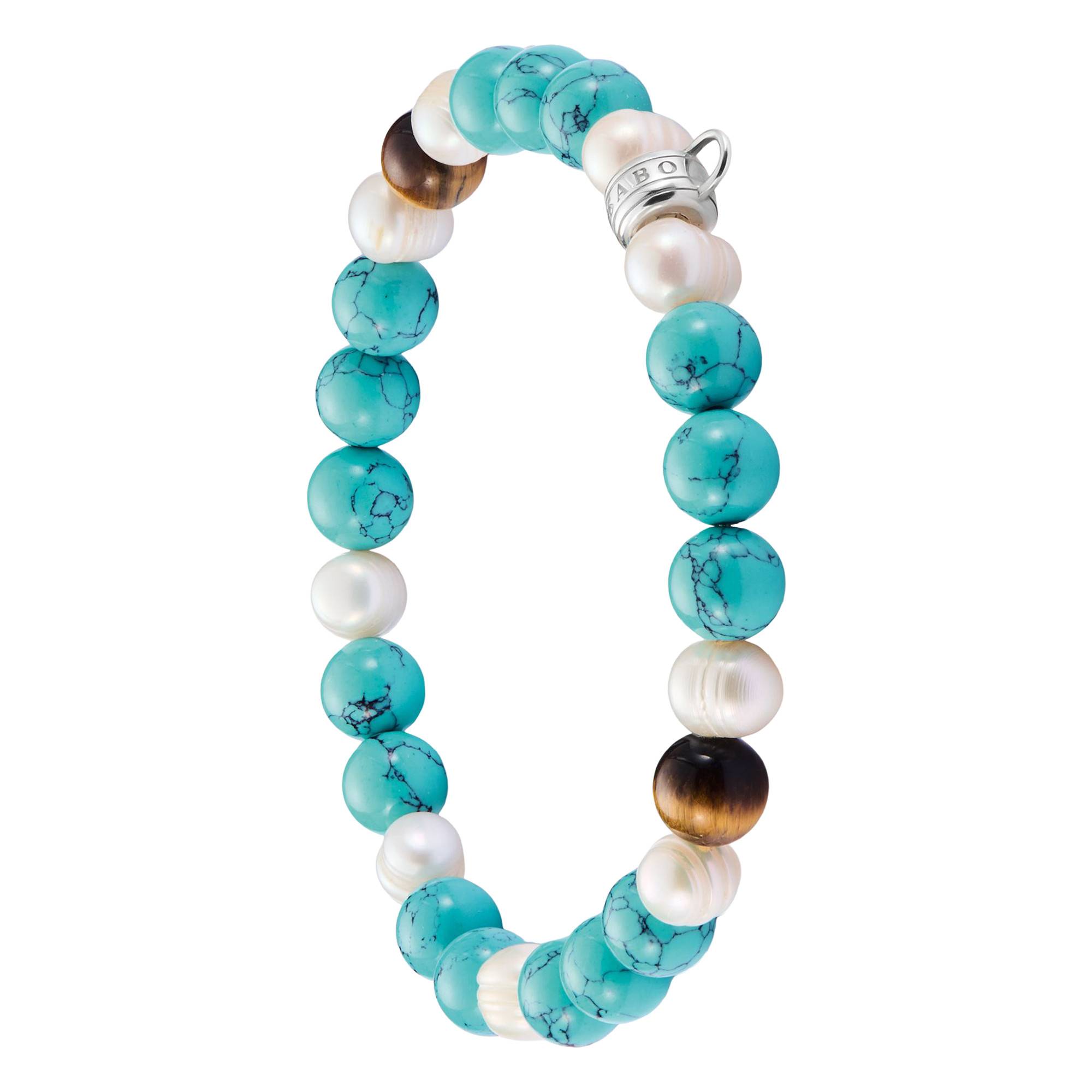 Bracelet Perles Turquoise Et Argent – Style Ethnique, 19 Cm, Pierre Naturelle Howlite Teintée, Fait Main UK