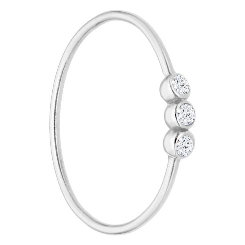 750 White Gold Triple Diamond Ring - Ocarat