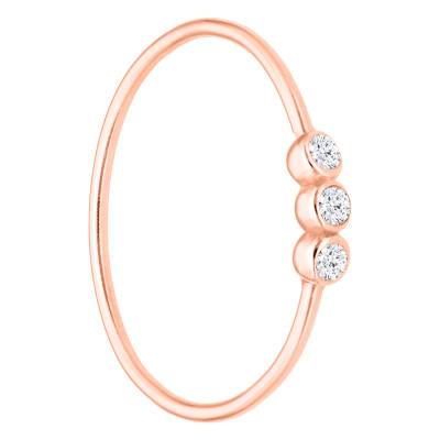 750/1000 Rose Gold & Triple Diamond Ring - Ocarat