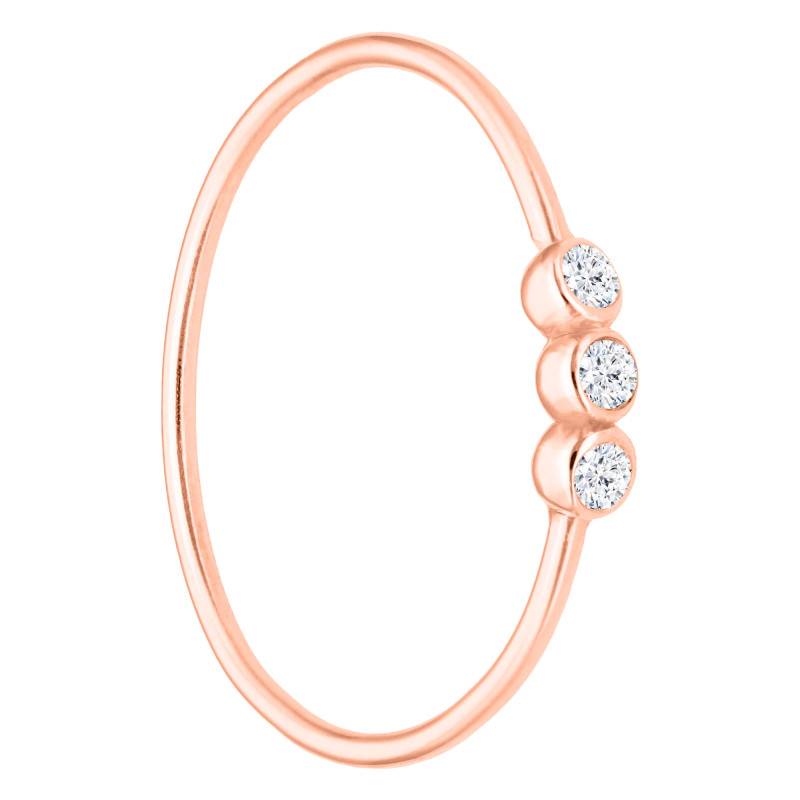 750/1000 Rose Gold & Triple Diamond Ring - Ocarat