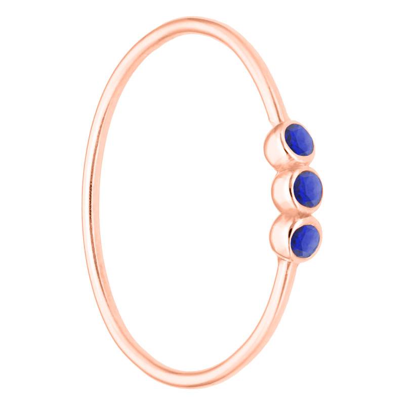 750/1000 Rose Gold & Triple Sapphire Ring - Ocarat