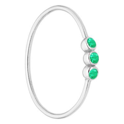 750/1000 White Gold & Triple Emerald Ring - Ocarat