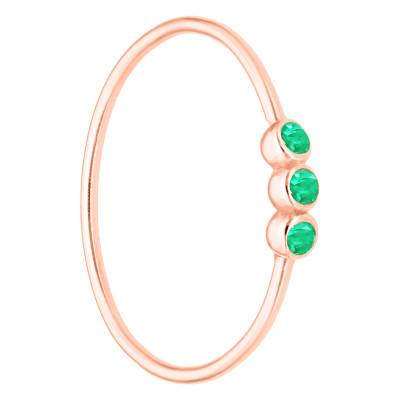 750/1000 Rose Gold & Triple Emerald Ring - Ocarat
