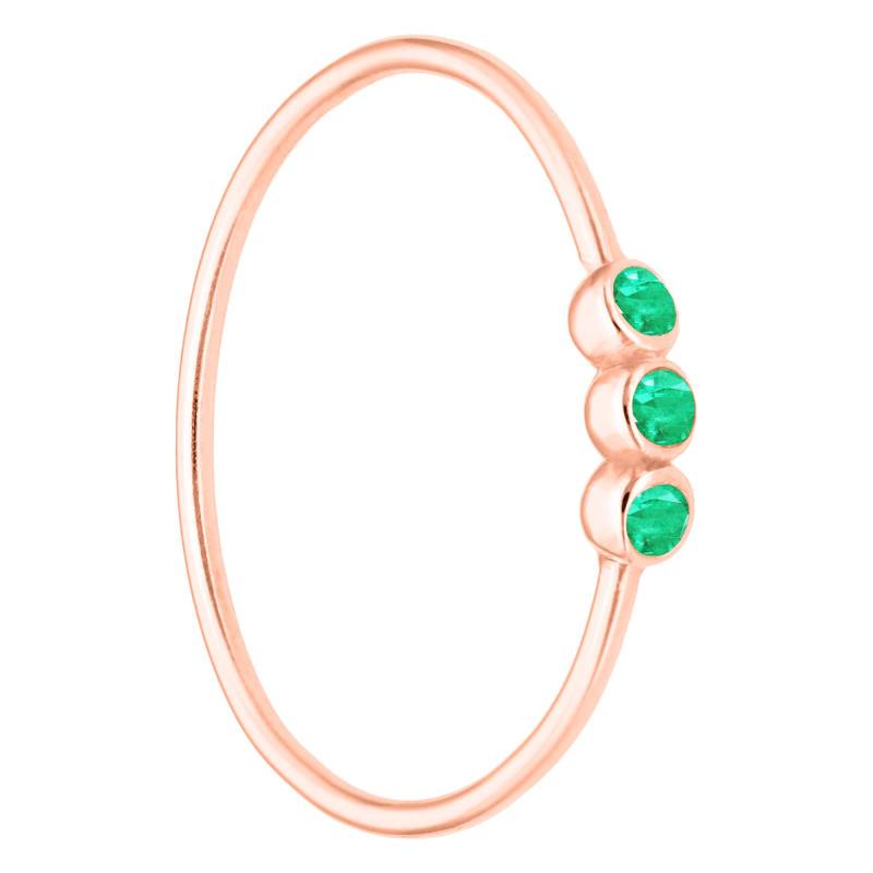 750/1000 Rose Gold & Triple Emerald Ring - Ocarat