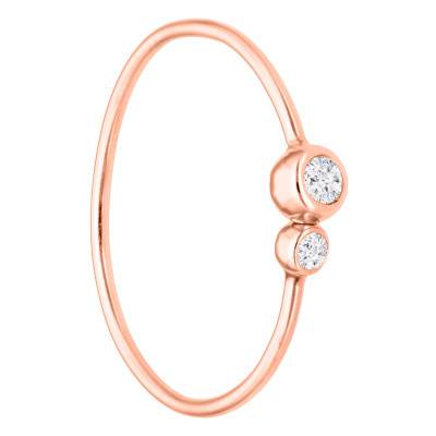 Bague Duo de Diamants en Or Rose 750 - Ocarat