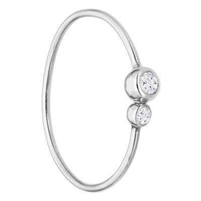925 Silver & Duo of Diamonds Ring - Ocarat