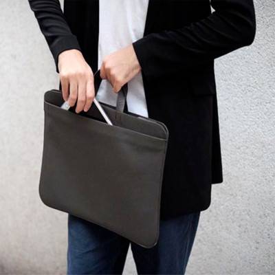 Slate Gray Leather 15" Briefcase A16B - Labrador