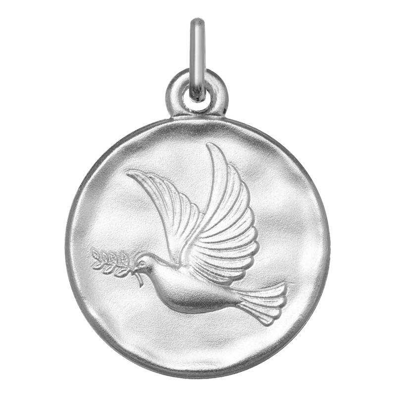 Médaille Colombe Saint Esprit en Argent 925, Diamètre 18 mm - Emanessence