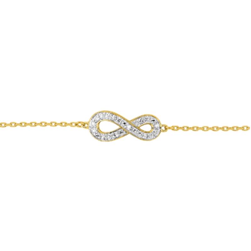 375 Yellow Gold & Diamond Infinity Bracelet - Emanessence