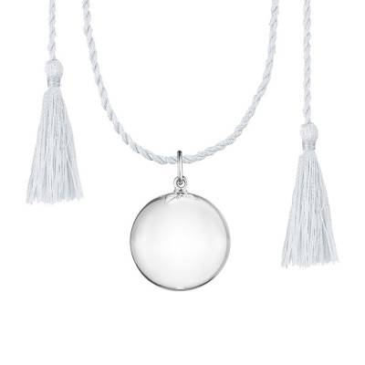 Rhodium-Plated Silver Joy Bola Silk Cord, 130 cm Length - Ilado