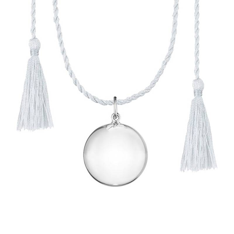 Rhodium-Plated Silver Joy Bola Silk Cord, 130 cm Length - Ilado