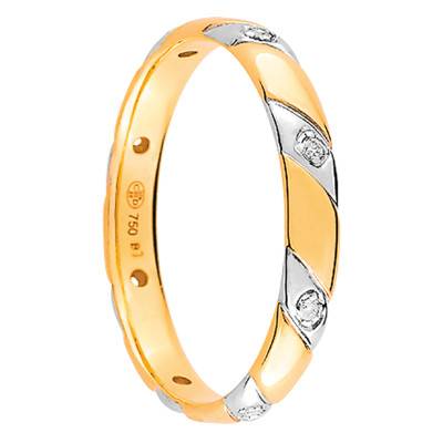 Rada Standard Half-Dome Two-Tone 750 Gold & Diamonds Wedding Ring - Maison Girard