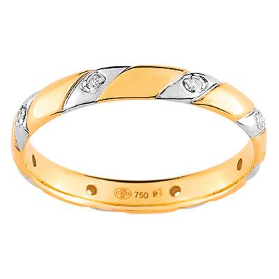 Rada Standard Half-Dome Two-Tone 750 Gold & Diamonds Wedding Ring - Maison Girard