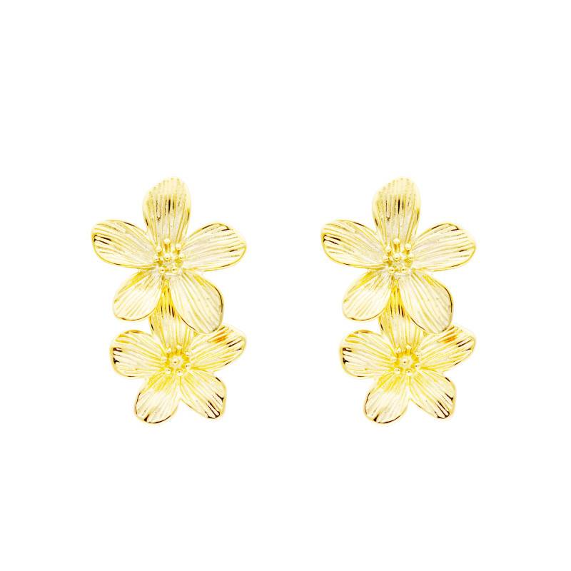 Gold-Plated Steel Flower Drop Earrings - Emanessence