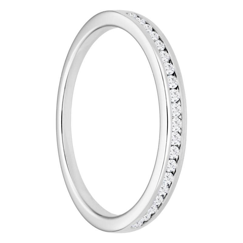Anténor Half Eternity Band in 375 White Gold & 0.10 ct Diamonds, 2 mm Width - Alliantine