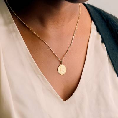 375 Yellow Gold Virgin of the Profile Medal, Diameter 16 mm - Augis