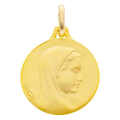 Médaille Vierge de Profil en Or Jaune 375, Diamètre 16 mm - Augis