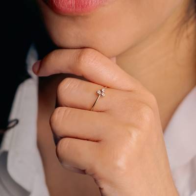 Bague Trio de Diamants en Or Rose 750 - Ocarat