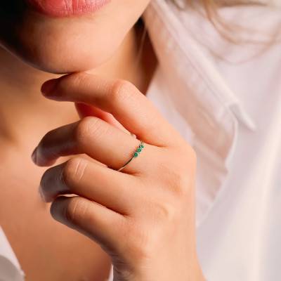Bague Triple Emeraudes en Or Blanc 750 - Ocarat