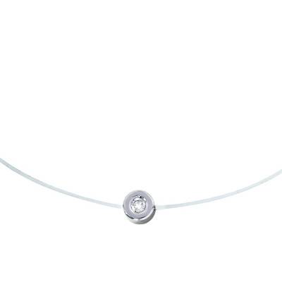 750/1000 White Gold & Diamond Fishing Wire Bracelet, Length 17 cm - Diamond Lady