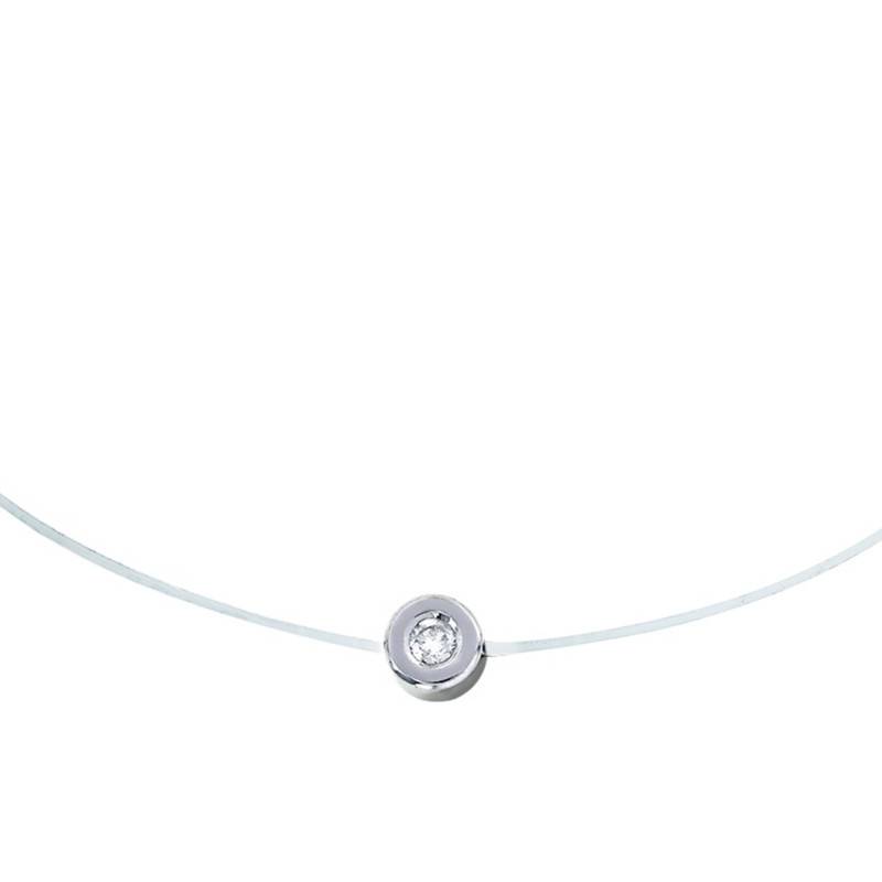 750/1000 White Gold & Diamond Fishing Wire Bracelet, Length 17 cm - Diamond Lady