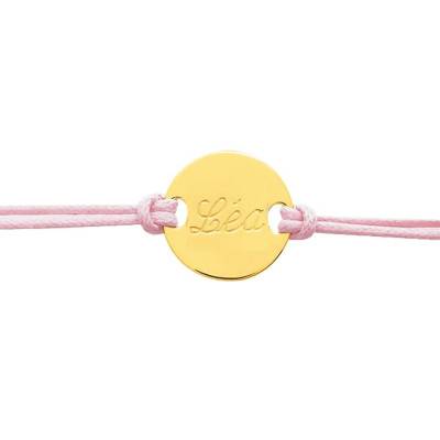 750 Yellow Gold Customizable Cord Baby ID Bracelet, Adjustable Length 14 cm - Bambins