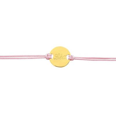 750 Yellow Gold Customizable Cord Baby ID Bracelet, Adjustable Length 14 cm - Bambins