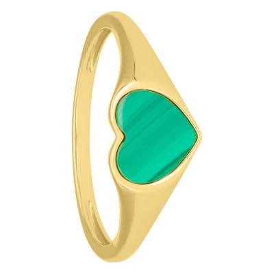 Chevalière Coeur Malachite & Or Jaune 750 - Aurora