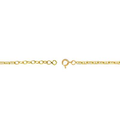 Chaine de cheville Marine Battue Or Jaune 750, Longueur 22 à 25 cm - Emanessence
