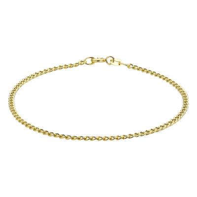 375/1000 Yellow Gold Curb Chain Anklet, Length 24 cm, Width 2 mm - Emanessence