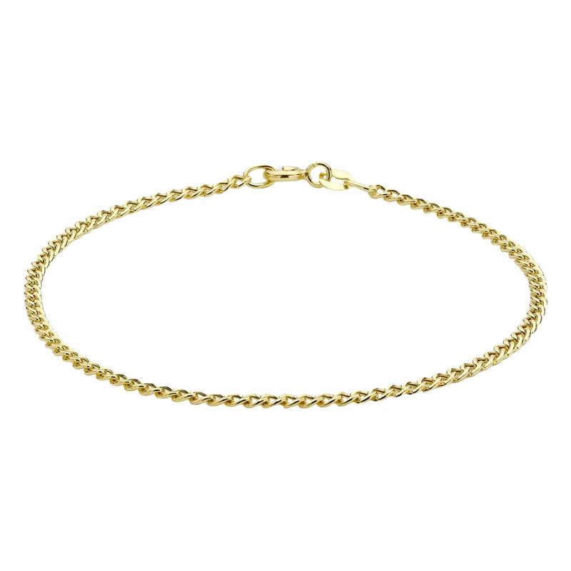 375/1000 Yellow Gold Curb Chain Anklet, Length 24 cm, Width 2 mm - Emanessence