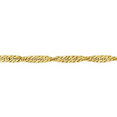 Twisted Singapore Chain Ankle Bracelet in 750/1000 Yellow Gold, Length 22 cm - Manillon
