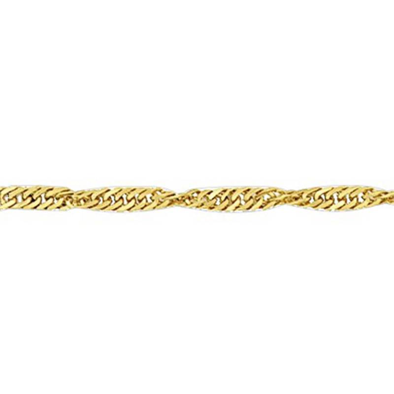 Twisted Singapore Chain Ankle Bracelet in 750/1000 Yellow Gold, Length 22 cm - Manillon