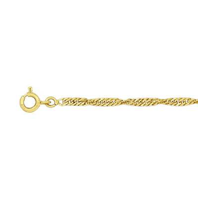 Twisted Singapore Chain Ankle Bracelet in 750/1000 Yellow Gold, Length 22 cm - Manillon