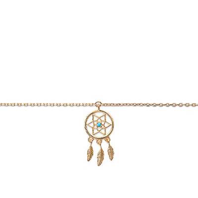 Yellow Gold-Plated Dreamcatcher Anklet, 25 cm - Naïades