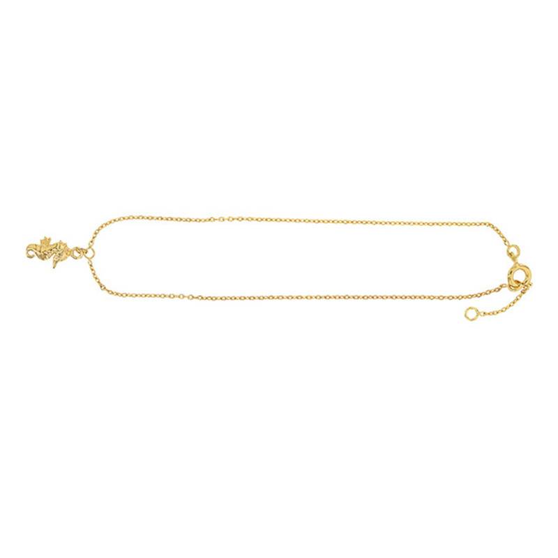 Yellow Gold-Plated Seahorse Ankle Chain, 23 cm to 25 cm - Naïades