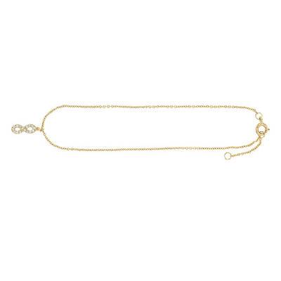 Chaîne de cheville plaqué or et signe de l'infini, zircon, Longueur 25 cm - Naïades